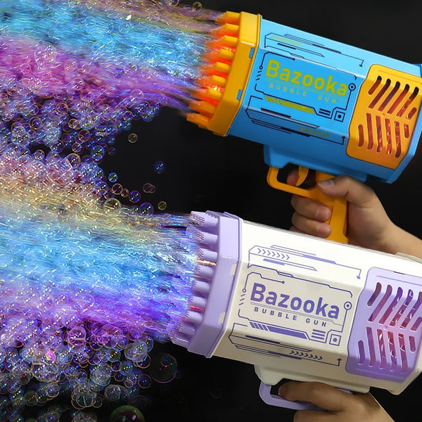 Bubble Gun Rocket 69 Holes Soap Bubbles Machine Automatic Blower With Light Toys